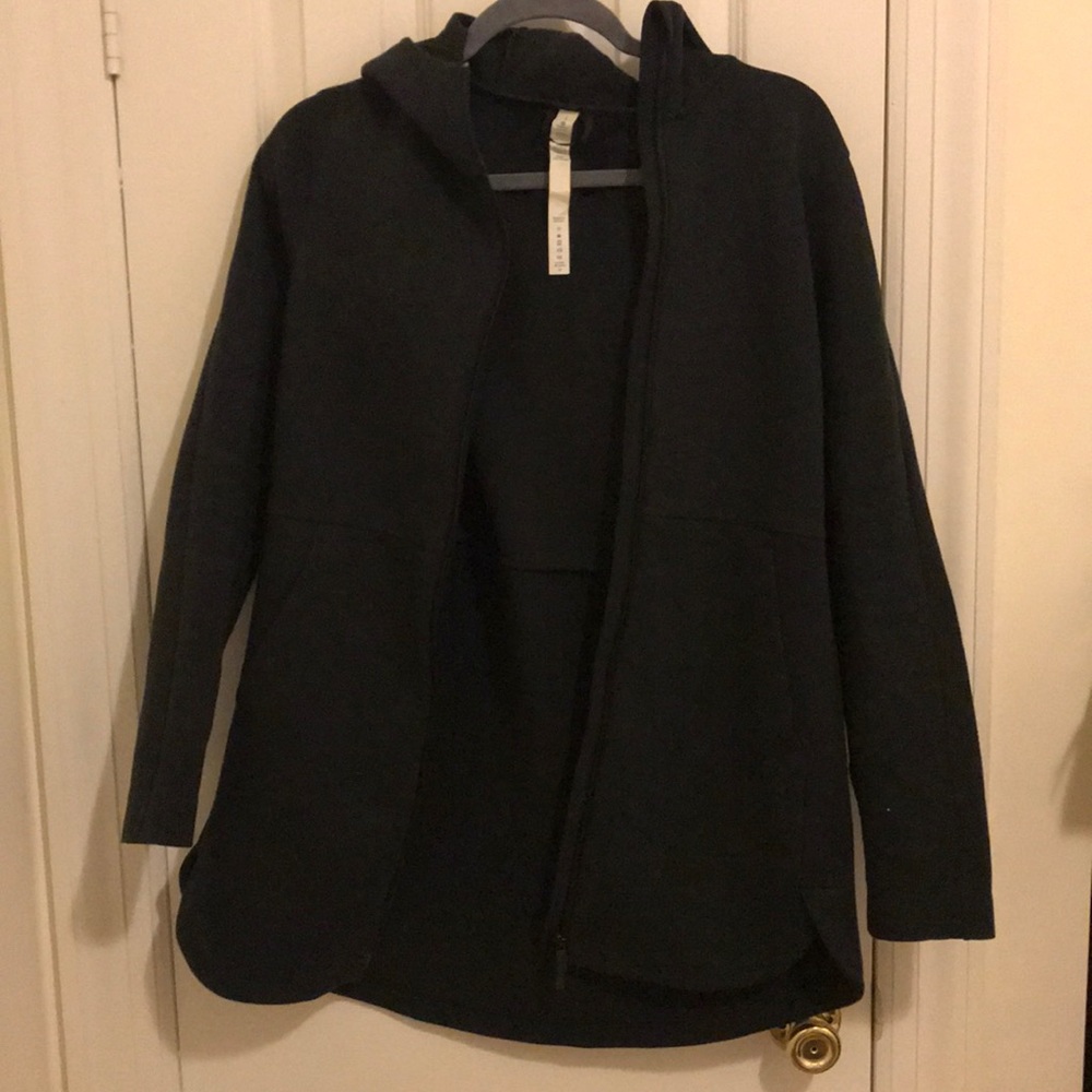 Lululemon black hooded long jacket - women’s 6